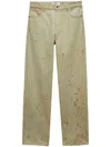 Msgm Tie-dye Print Cotton Jeans In Neutrals
