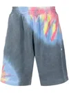 Msgm Logo Printed Tie Dyed Bermuda Shorts In Blue