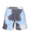 Msgm Tie-dye Print Track Shorts In Gray