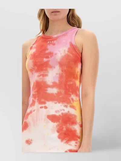 Msgm Tie Dye Sleeveless Ribbed Dress In Multi