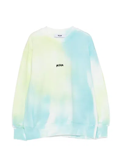 Msgm Tie-dye Sweatshirt In Blue