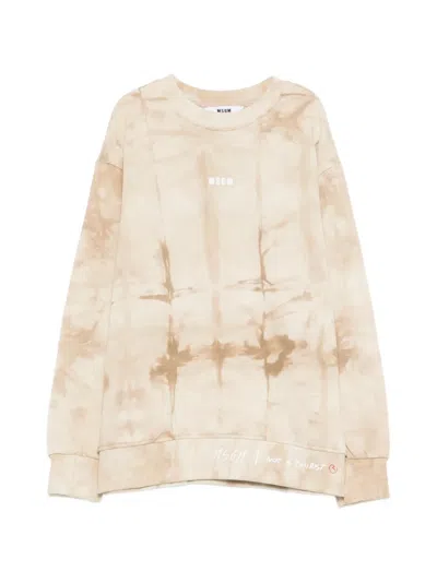 Msgm Kids' Tie-dye Sweatshirt In Brown