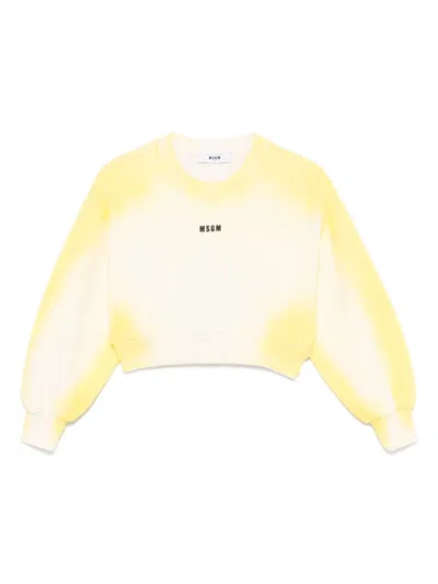 Msgm Kids' Tie-dye Sweatshirt In Yellow