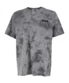 Msgm Grey T-shirt With Embroidered Logo On The Front And All-over Tye-die Print In Cotton Man In Gray
