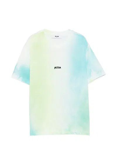 Msgm Kids' Tie-dye T-shirt In Green
