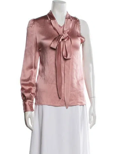 Pre-owned Msgm Tie Neck Long Sleeve Blouse In Pink