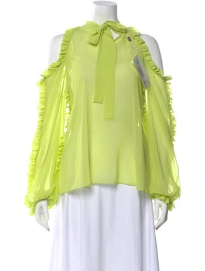 Pre-owned Msgm Tie Neck Long Sleeve Blouse W/ Tags In Green
