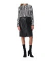 Msgm Tie-neck Striped Shirt In White/black