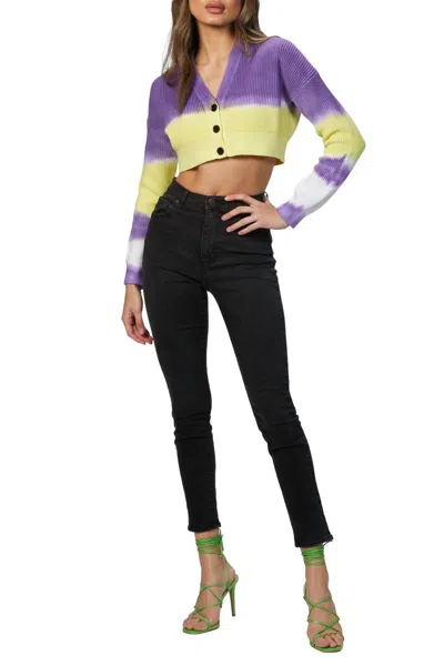 Msgm Tie-dye Cropped Cardigan In Lilac In Multi