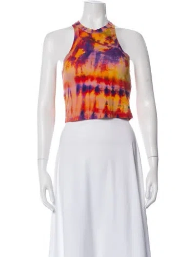 Pre-owned Msgm Tie-dye Print Crew Neck Crop Top In Red