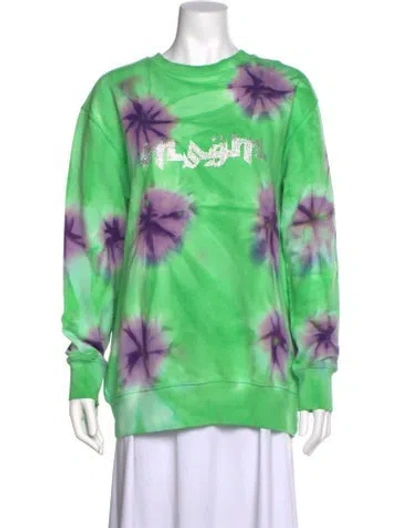 Pre-owned Msgm Tie-dye Print Crew Neck Sweatshirt W/ Tags In Green