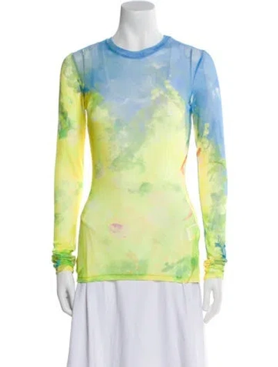 Pre-owned Msgm Tie-dye Print Crew Neck Sweatshirt W/ Tags In Yellow