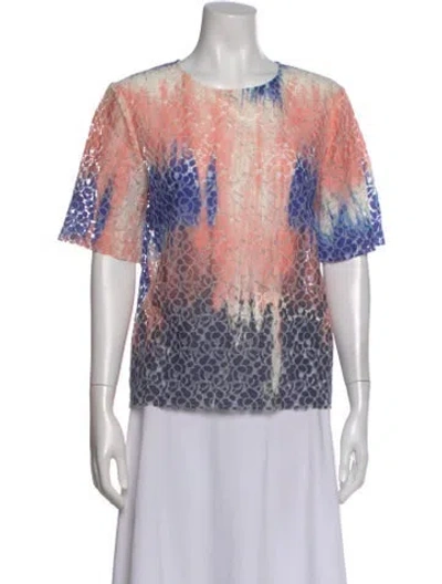 Pre-owned Msgm Tie-dye Print Crew Neck Top In Blue