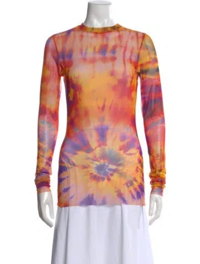 Pre-owned Msgm Tie-dye Print Crew Neck Top In Multi