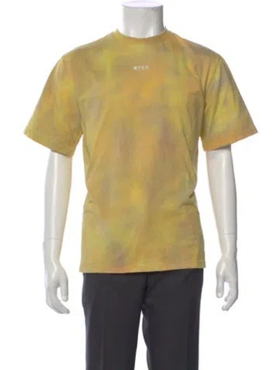 Pre-owned Msgm Tie-dye Print Crew Neck T-shirt In Yellow