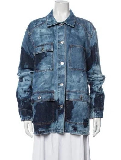 Pre-owned Msgm Tie-dye Print Denim Jacket In Blue