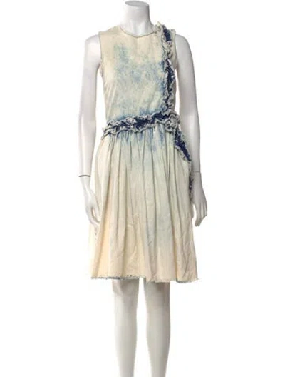 Pre-owned Msgm Tie-dye Print Knee-length Dress In Neutral