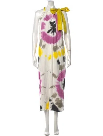 Pre-owned Msgm Tie-dye Print Long Dress In Multicolor