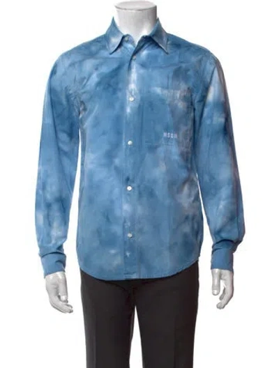 Pre-owned Msgm Tie-dye Print Long Sleeve Shirt In Blue