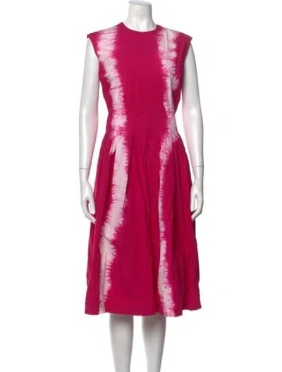 Pre-owned Msgm Tie-dye Print Midi Length Dress In Pink