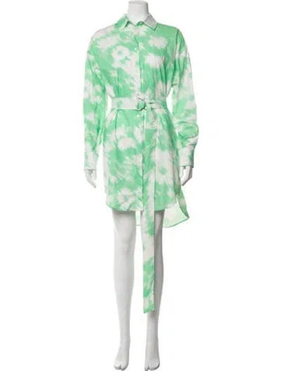 Pre-owned Msgm Tie-dye Print Mini Dress In Green