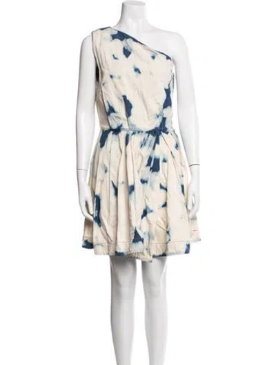 Pre-owned Msgm Tie-dye Print Mini Dress In Neutrals