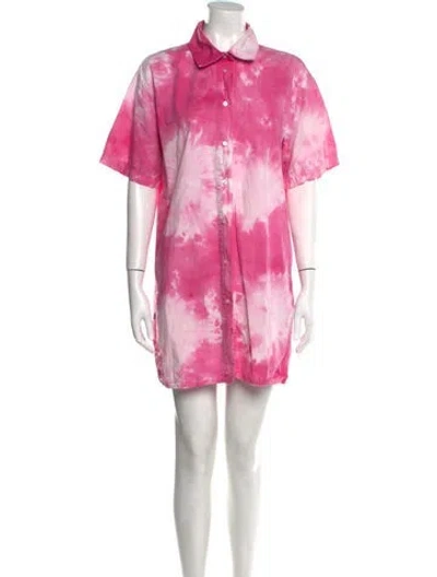 Pre-owned Msgm Tie-dye Print Mini Dress In Pink