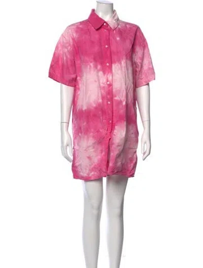 Pre-owned Msgm Tie-dye Print Mini Dress In Pink