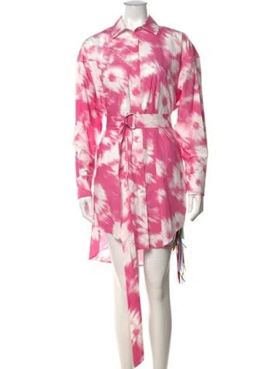 Pre-owned Msgm Tie-dye Print Mini Dress In Pink