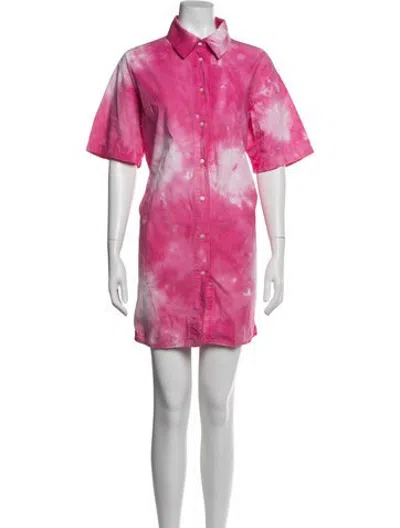 Pre-owned Msgm Tie-dye Print Mini Dress In Pink