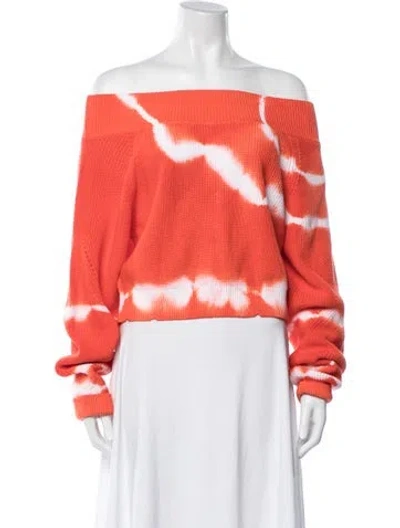 Pre-owned Msgm Tie-dye Print Off-the-shoulder Sweater In Orange