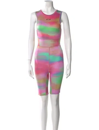 Pre-owned Msgm Tie-dye Print Scoop Neck Romper W/ Tags In Pink