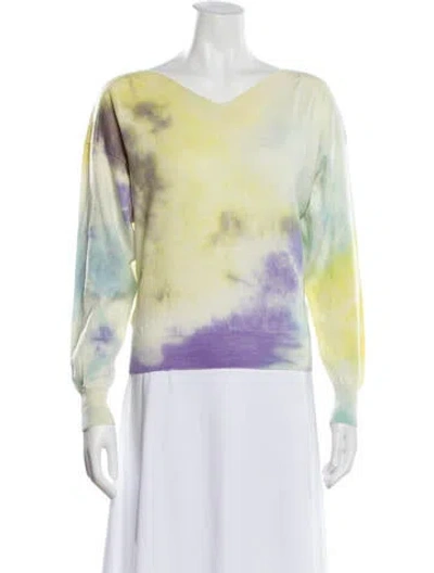 Pre-owned Msgm Tie-dye Print V-neck Sweater In Multi