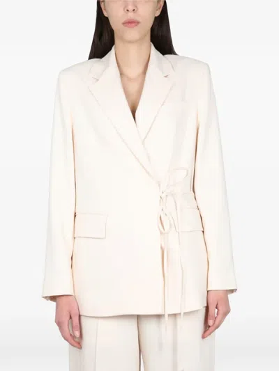 Msgm Tie-fastening Blazer In Neutral