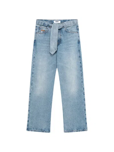 Msgm Tie-waist Straight-leg Jeans In Multi