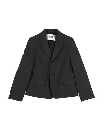 Msgm Babies'  Toddler Boy Blazer Midnight Blue Size 6 Polyester, Viscose, Elastane In Black
