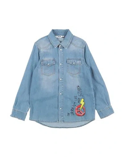 Msgm Babies'  Toddler Boy Denim Shirt Blue Size 4 Cotton