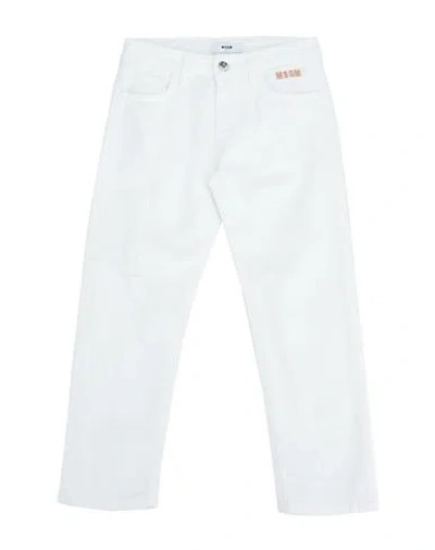 Msgm Babies'  Toddler Boy Jeans Ivory Size 6 Cotton In White