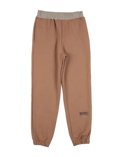 Msgm Babies' Teen Cotton Track Pants In Camel