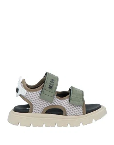 Msgm Babies'  Toddler Boy Sandals Military Green Size 10c Leather, Textile Fibers