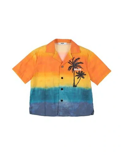 Msgm Babies'  Toddler Boy Shirt Orange Size 4 Cotton, Elastane In Multi