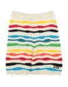 Msgm Multicolour Distressed Knitted Shorts In White
