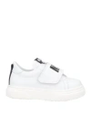 Msgm White Leather Logo Trainers In White