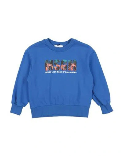 Msgm Babies'  Toddler Boy Sweatshirt Bright Blue Size 6 Cotton