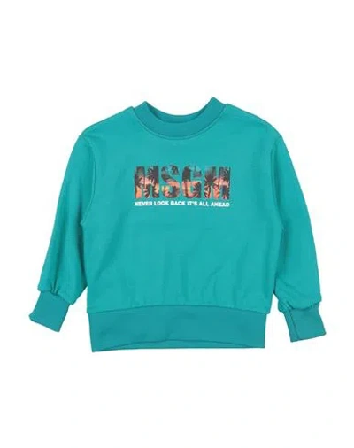Msgm Babies'  Toddler Boy Sweatshirt Turquoise Size 6 Cotton In Blue