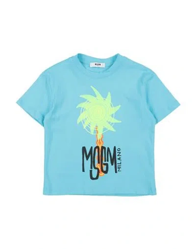 Msgm Babies'  Toddler Boy T-shirt Azure Size 6 Cotton In Blue