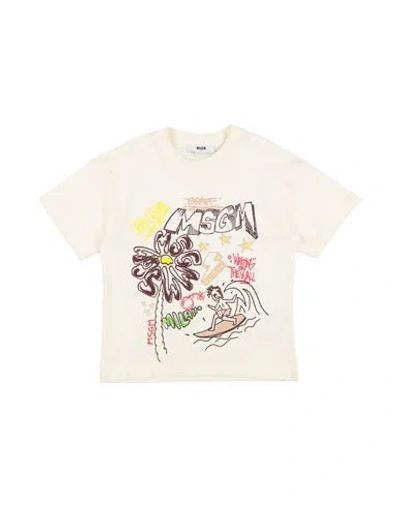 Msgm Babies'  Toddler Boy T-shirt Cream Size 6 Cotton In White