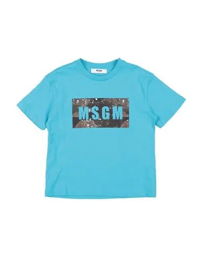 Msgm Babies'  Toddler Boy T-shirt Azure Size 4 Cotton In Blue