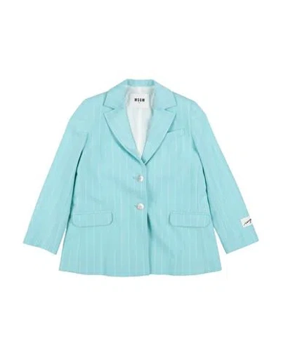 Msgm Babies'  Toddler Girl Blazer Sky Blue Size 4 Polyester, Viscose, Elastane