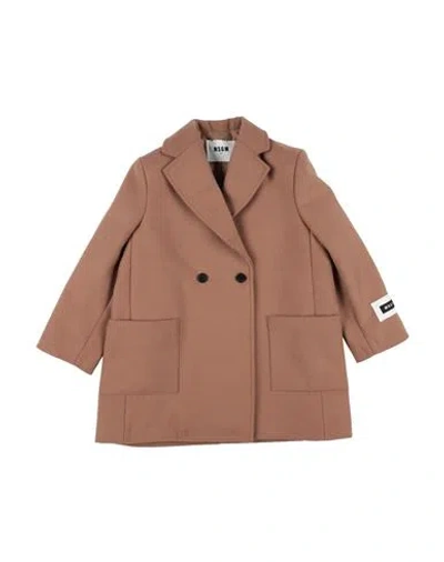 Msgm Babies'  Toddler Girl Coat Camel Size 4 Polyester, Nylon In Brown